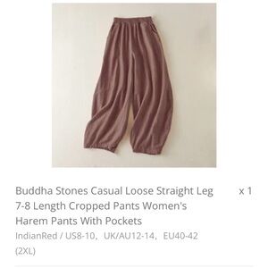 Buddha Stones Casual Loose Straight Cropped  Harem Pants With Pockets